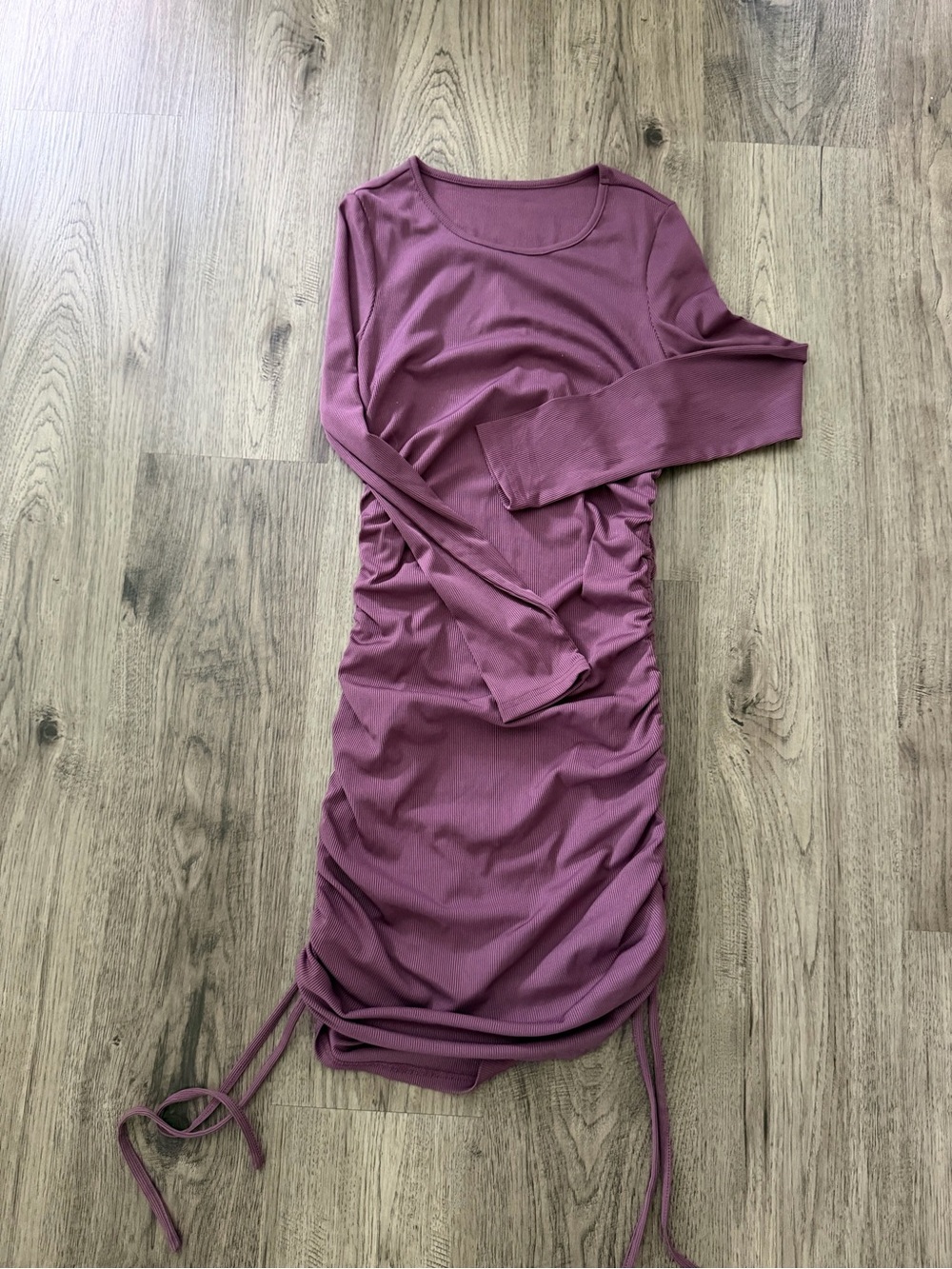 Long Sleeve Ruched Side-Tie Dress